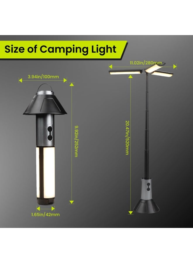 Telescopic Camping Light, 3000mAh Rechargeable Camping Lantern - 2 Dimmable Modes and 3 Flashlight Modes, IPX4 Waterproof, Portable Collapsible Light for Camping, Hiking, Home Emergency - view 4